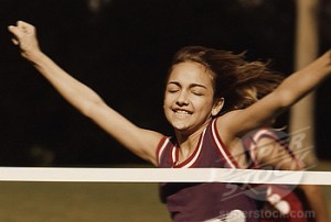 latinos/hispanic girl winning a running race